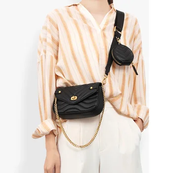 

Brand PU Leather Crossbody Bags For Women 2020 Two In One Ladies Shoulder Bag Handbag Fashion Chains Multifunction Messenger Bag