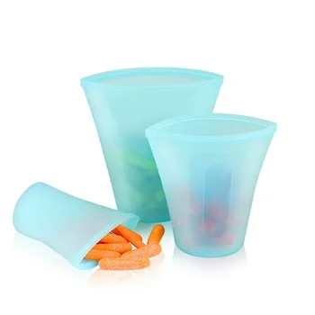 

Kitchen Storage Reusable Silicone Zip Lock Leakproof Containers Set Original Silicone Food Storage Bowls Cups Bags Set
