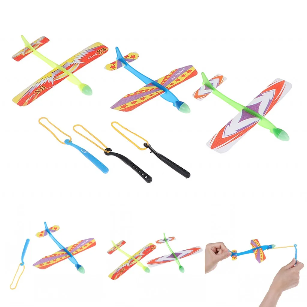 2019 New 1PC Aircraft Toy Elastic Rubber Band Powered DIY Foam Plane Model Kit Aircraft Educational Toy For Kids Random Color