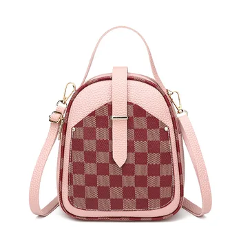 

Women's Printed Plaid leather Small Backpack 2019 Autumn and Winter New Student Hit Color Wild Fashion women backpack