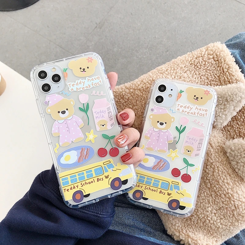 

For iphone 11 Pro Max case XS MAX shatter-resistant case for IPhone 7 plus cartoon transparent case 7 8 plus Case Pretty pattern