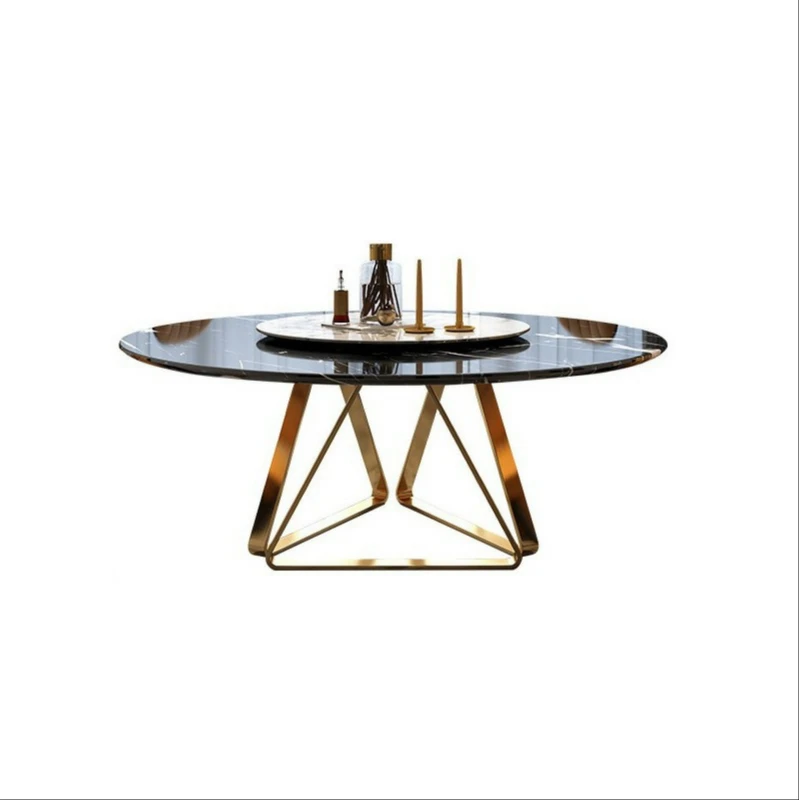 

Wind marble round Nordic table table with turntable modern minimalist round table and chair combination