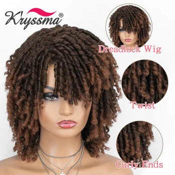 

Dreadlock Wig Ombre Blonde Black Synthetic Wigs Short Afro Kinky Curly Braid Wigs For Women Roll Twist Heat Fiber Hair Wig