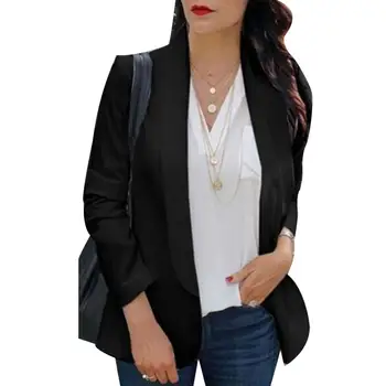 

Fashion Simple Women Blazer Office Lady Solid Color Lapel Long Sleeve Blazer Suit Coat Jacket For Women Blazer