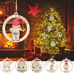 Décorations de joyeux noël 2021 en bois, 1 pièce, masque de maison, pendentifs ornements d'arbre de noël, fournitures de joyeux nouvel an 