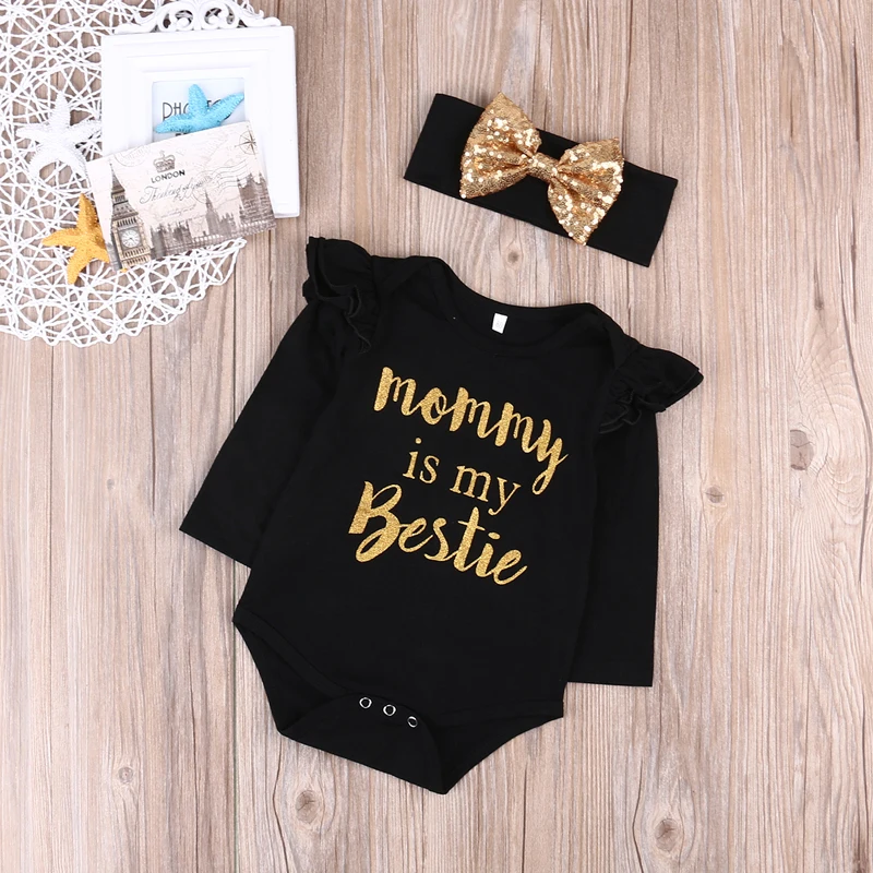 Боди с длинными рукавами и принтом mommy is my bestie для детей 0-18 месяцев + повязка на