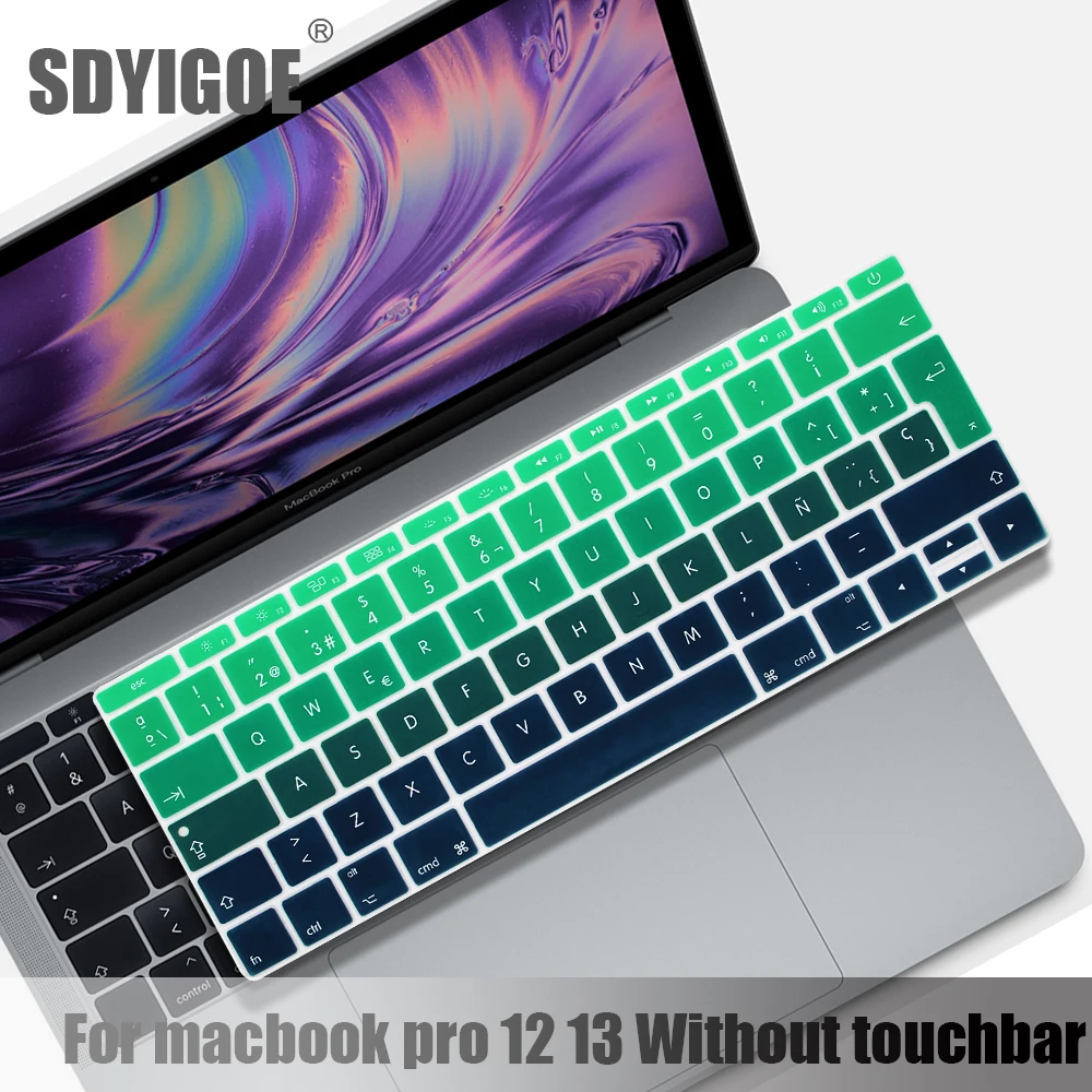 

Spanish Laptop color silicone keyboard cover For macbook pro13 A1708 A1988 12" retina A1534 A1931 Protective film keyboard case