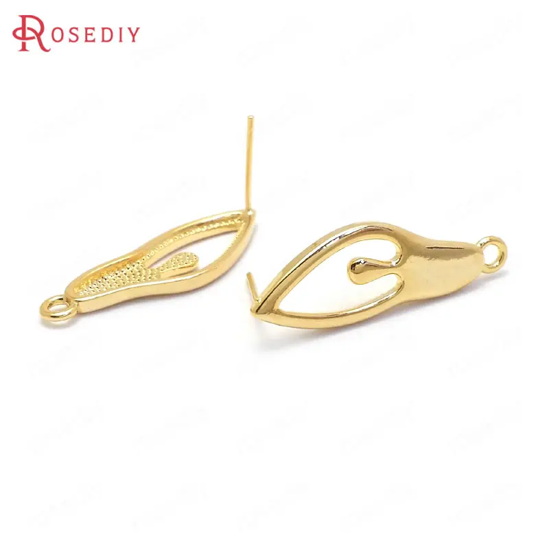 

(35010)3 Pair Character 28x10MM 24K Gold Color Brass with 925 Sterling Silver Pins Character Stud Earrings Jewelry Findings