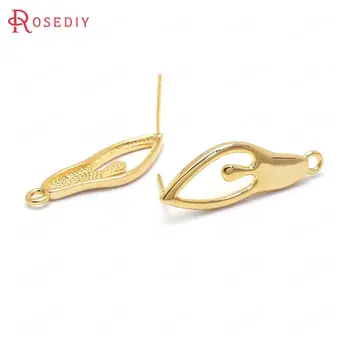 

(35010)3 Pair Character 28x10MM 24K Gold Color Brass with 925 Sterling Silver Pins Character Stud Earrings Jewelry Findings