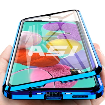 

Magnetic Flip Case for Samsung A51 Case 360° Full Double-sided Tempered Glass Back Cover for Samsung Galaxy A51 A71 A 51 Case