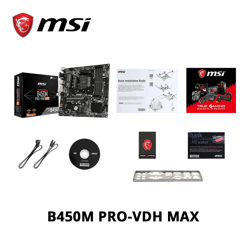 MSI B450M PRO VDH MAX системная плата AMD ryzen с поддержкой 3 го поколения am4 M.2 ssd USB3.1 ddr4 VGA DVI HDMI