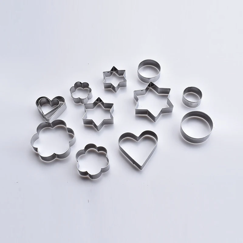 3pcs/set Baking Mould Star Heart Flower Cutter Stainless Steel Egg Mould Cookie Cutter Biscuit DIY Mold