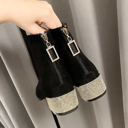 2020 spring and autumn socks boots fashion high-heeled Martin thick-heeled comfortable elastic rhinestone women's boots