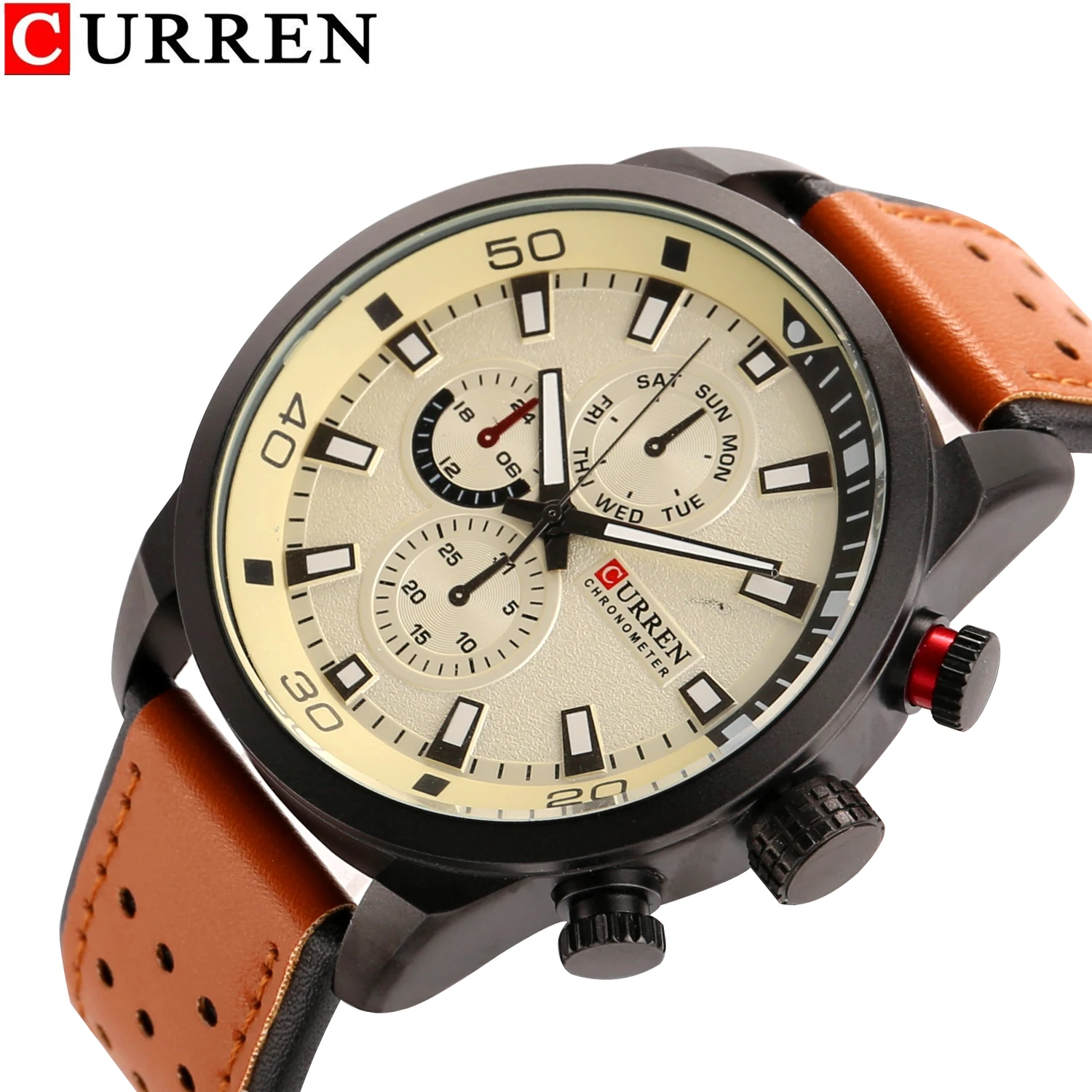 CURREN Reloj de pulsera Повседневное аналоговый militar Депортиво para Hombre модные correa cuero cuarzo |