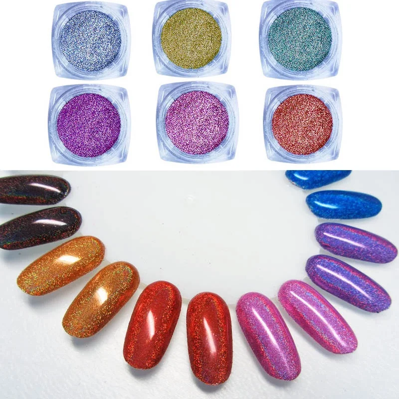 

1 Set Gradient Shiny Silver Nail Glitter Powder Laser Sparkly Manicure Ultra Fine Glitter Chrome Pigment DIY Nail Art Decoration