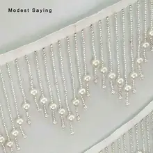 5 ярдов серебристого цвета на высоком каблуке 11 см, бисерная бахрома обрезанная лента швейная волна жемчуг отделочная кисточка латинские танцы платье вечерние аксессуары для одежды