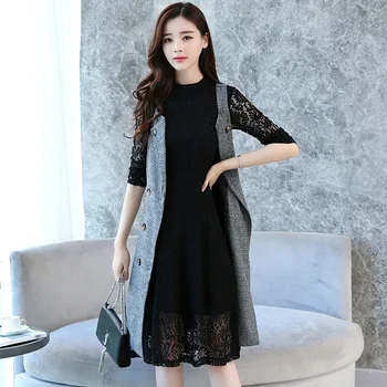 

autumn period and the han edition two-piece ma3 jia3 long sleeve lace dress fashion female long suit in the new