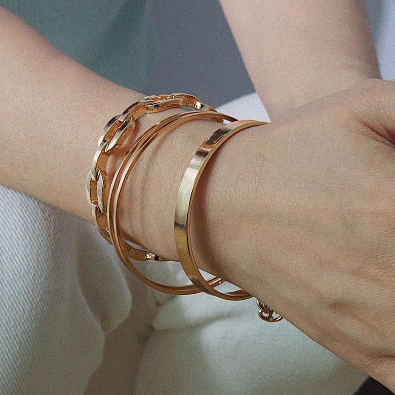 

States cross-border square suit bracelet accessories simple geometric metal chain of mirror bracelet female personality