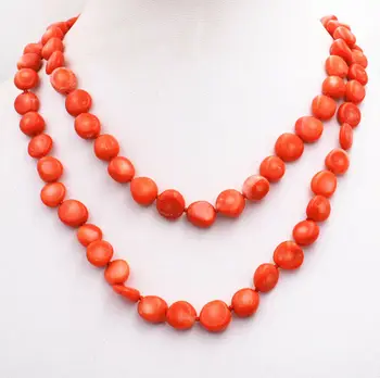 

New 6x10mm Orange Red Coral Freeform Loose Beads necklace 32 " AAA+