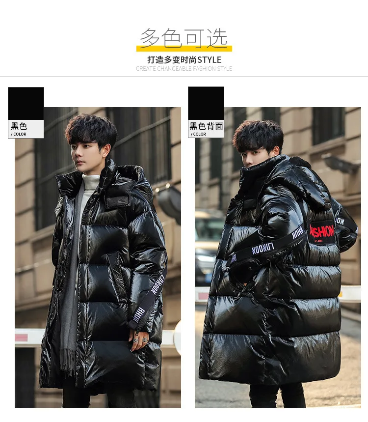New Style Popular Brand Handsome Workwear down Jacket Men's Mid-length Fashion Hooded Coat Winter White Duck down Overcoat