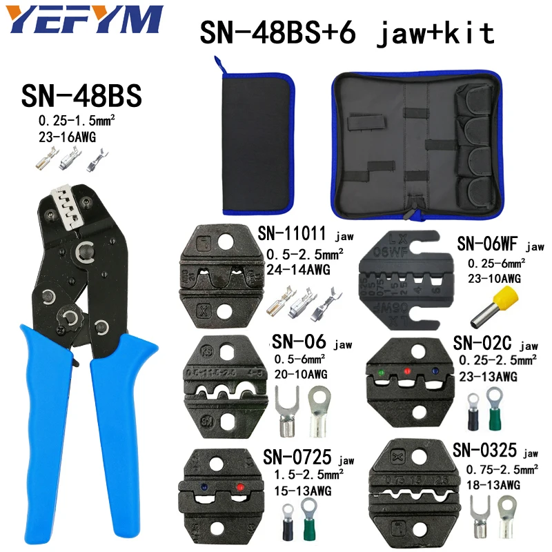 SN-48BS crimping pliers 6 jaws kit for TAB 2.8 4.8 6.3/C3 XH2.54 3.96 2510/tube/non insuated terminals electric clamp tools | Инструменты