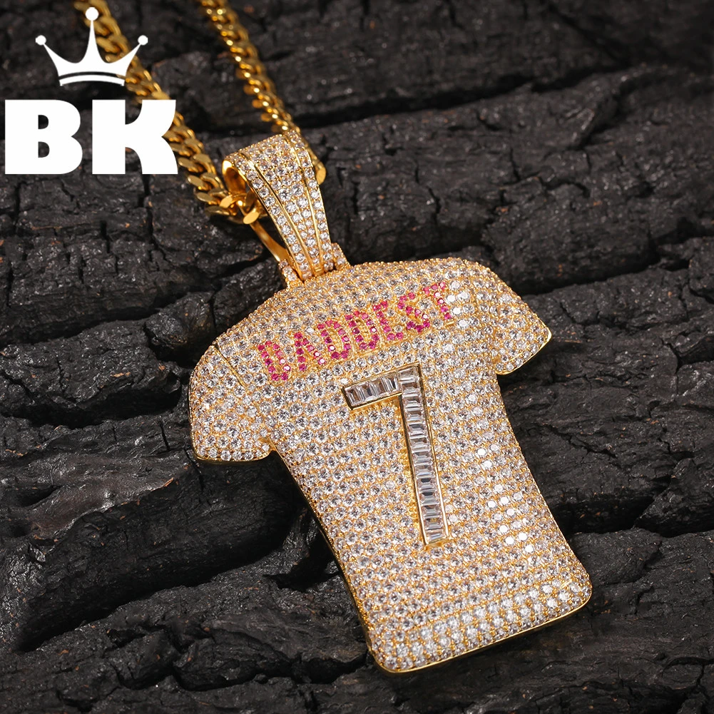 Цепочка BLING KING с кубическим цирконием колье из Джерси № 7 в стиле хип хоп