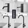 POIQIHY Matte Black Bathroom Faucet Basin Black Sink Mixer Taps Single Lever Kitchen Faucet Cold Hot Water Basin Mixer Crane ► Photo 3/6