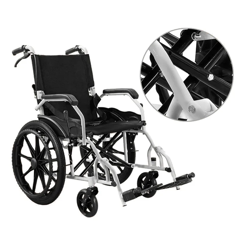 Переносная инвалидная коляска для поездок, многофункциональная усиленная инвалидная коляска, складная тележка для инвалидных колясок, для пожилых людей