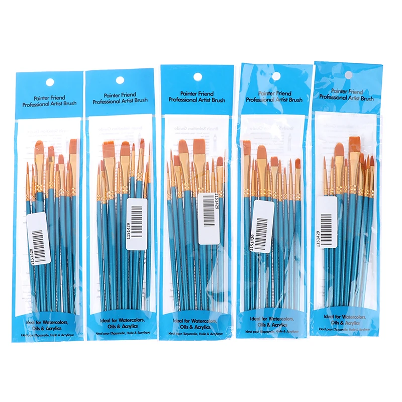 10Pcs 아크릴 수채화 예술가 페인트 브러시 나일론 다기능 후크 라인 펜