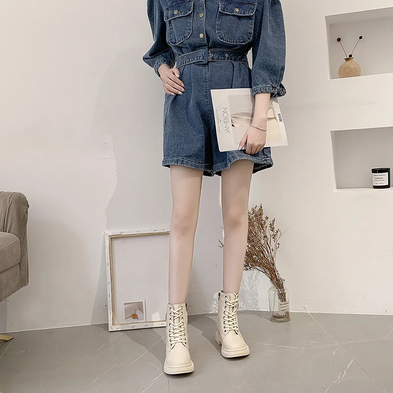 

2019 Leather Women Martin Boot Fashion Winter Warm Shoes Female Motorcycle Ankle Snow Boots for Woman Botas Mujer