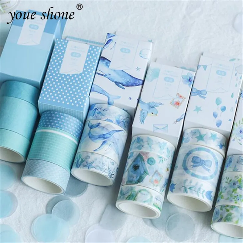 

3 pieces / piece of rose / water blue series cute paper tape set stationery office supplies stickers Christmas children's gifts