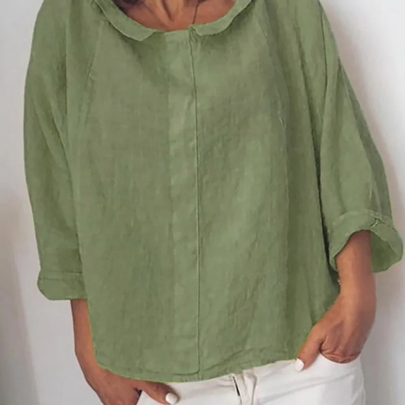 

Loozykit Women's Shirts Shirt Casual Season Sleeves Lapel Linen Shirt women's Solid Color Shirt Shirt Plus Size 2019 Fashion