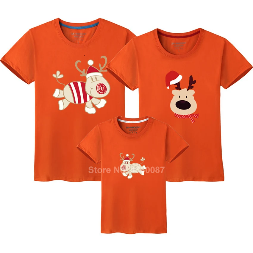 Одинаковые рождественские футболки с короткими рукавами для всей семьи рождественские красные топы с оленями, одежда для мамы и дочки хлопковые новогодние футболки для мальчиков