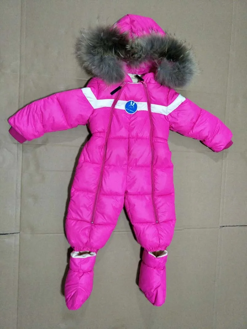 cotton rose red Новинка года; зимний хлопковый комбинезон с капюшоном и натуральным мехом для маленьких мальчиков и девочек; детский зимний комбинезон; ветрозащитный Теплый комбинезон; детская одежда; Y8 - Цвет: cotton rose red