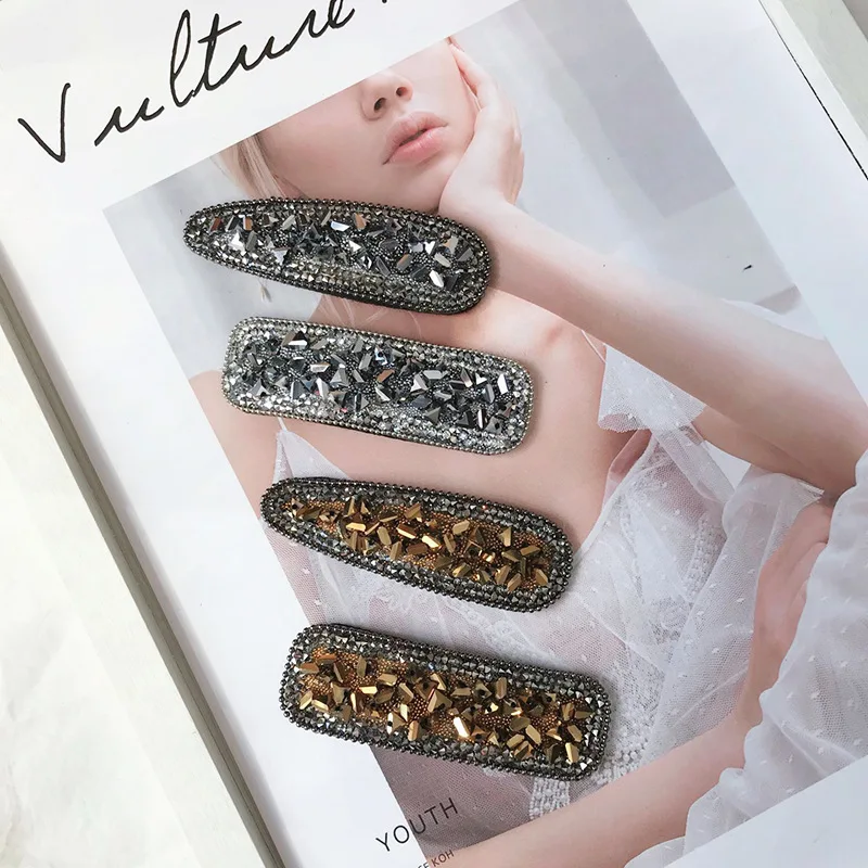 

8 Colors Optional Square Crystal Hairclip Simple Elegant Adult Side Clip Bb Hairpin Top Clip Bangs Barrette Styling Tools