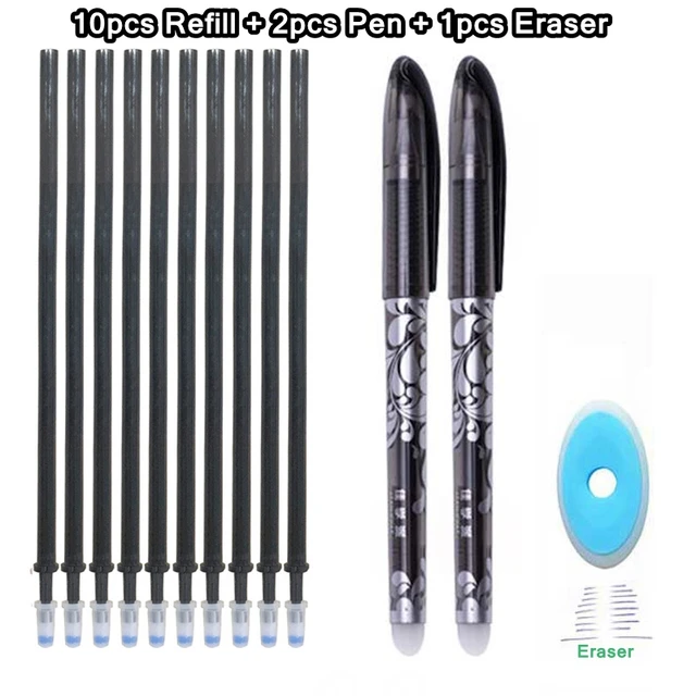 Erasable Pen Set Washable handle Blue Black Color Ink Writing Ballpoint Pens for School Office Stationery Supplies Exam Spare 13Pcs black-E