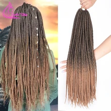 Изысканный 14 18 22 дюймов Crotchet Box косички наращивание волос Омбре коричневый бордовый крючком косички синтетические низкотемпературные волокна