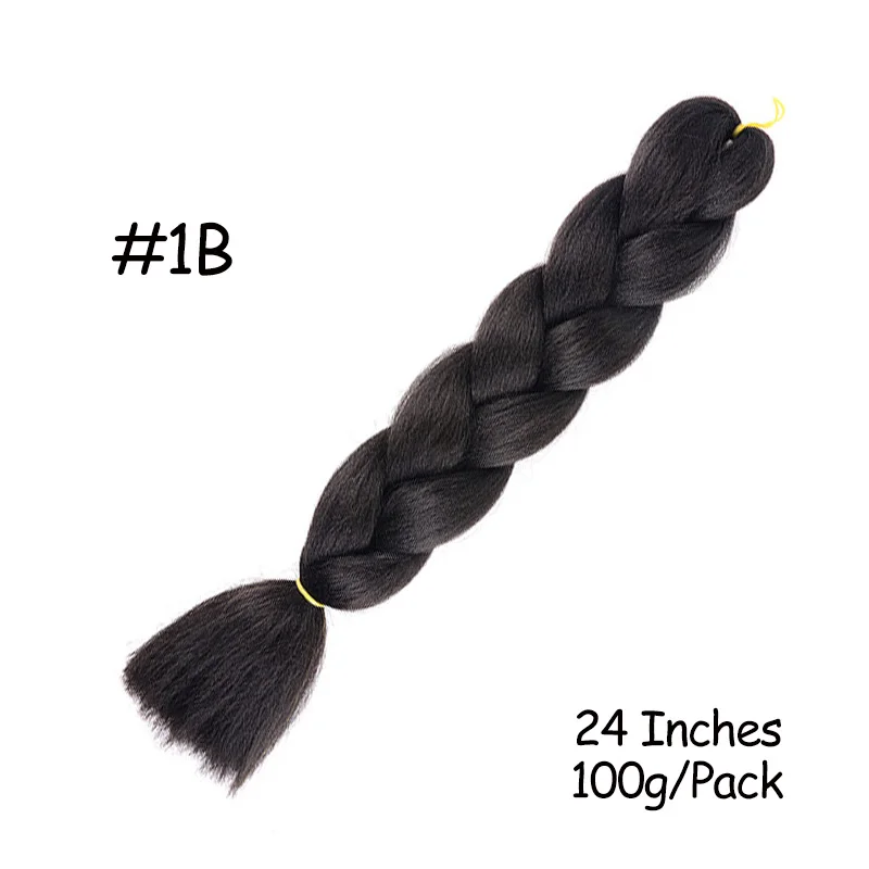 Mirra's зеркало Омбре плетение волос для наращивания 24 дюймов джамбо коса волос Синтетические вязанные волосы черный коричневый блонд розовый синий - Цвет: # 1B