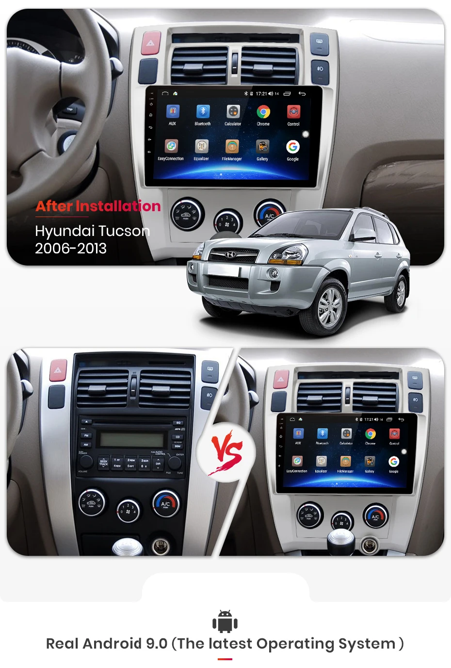 Junsun V1 pro 4G+ 64G CarPlay Android 9,0 DSP для hyundai Tucson 2006 2007-2010 автомобильный Радио Мультимедиа Видео плеер навигация gps