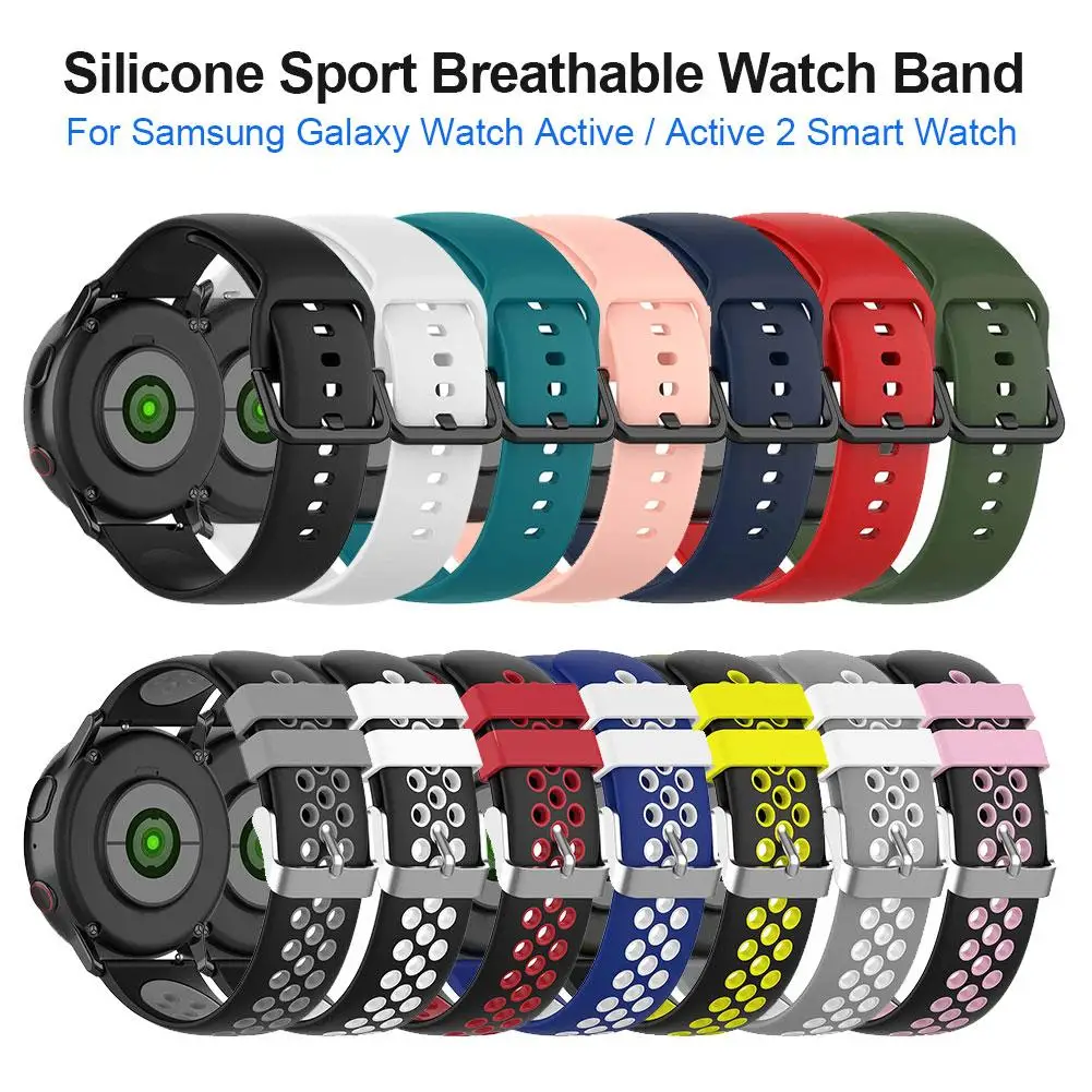 

Silicone Sport Breathable Watch Band Wristband Strap For Samsung Galaxy Watch Active Active 2 Smart Watch 20mm Universal