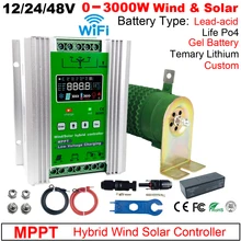 4000w mppt híbrido solar vento controlador de carga 2000w solar 1500 12v 24v 48v impulsionador para todo o tipo bateria