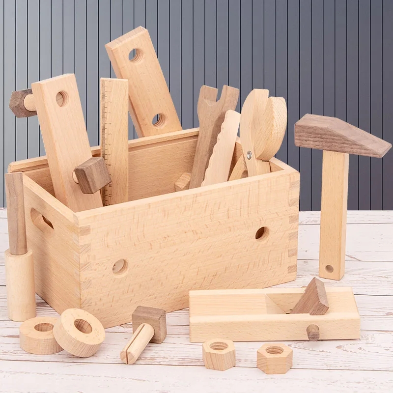 

New Childen Maintenance Management Toolbox Toy Disassembly Multi-Purpose Carpentry Box Wooden Boy Play House Puzzle Kit
