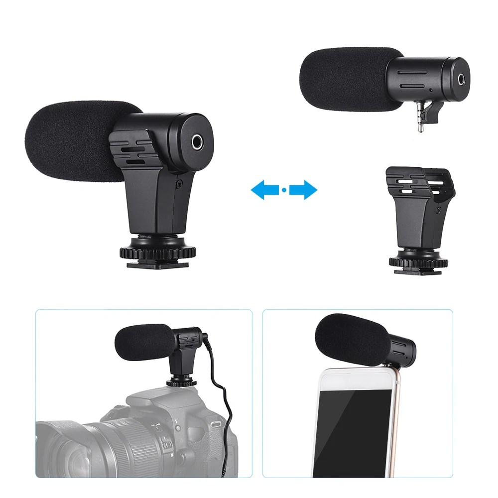 MIC-06 Camera Microphone 3.5mm/0.14inch Video Microphone Interview Microphone Efficient Portable Microphone Set for Meeting