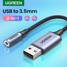 

UGREEN Sound Card USB Audio Interface 3.5mm Sound Adapter for PC Laptop PS4 Earphone Speaker External USB Sound Card Audio Card
