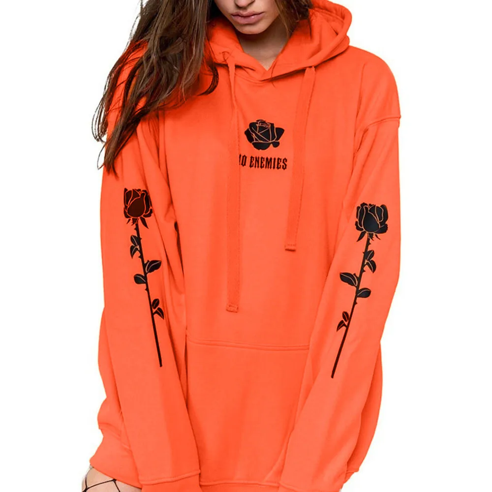 

Oversized Women Hoodies Rose Pattern Sweatshirt Unisex Tumblr Hispter Pullover Autumn Outwear Fashion Plus Size #B