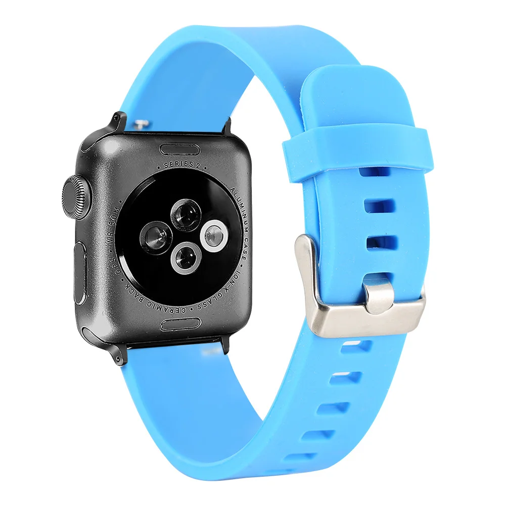 

Bracelet Apple Watch 38MM 44MM Silicone Stra For iWatch 4 Blue Band Practical Water Resistant Replacement Watches Accessories