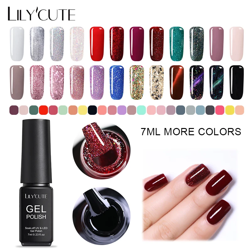 

LILYCUTE 7ML UV Gel Varnish Nail Polish Set For Manicure Gellak Semi Permanent Hybrid Nails Art Off Prime White Gel Nail Polish