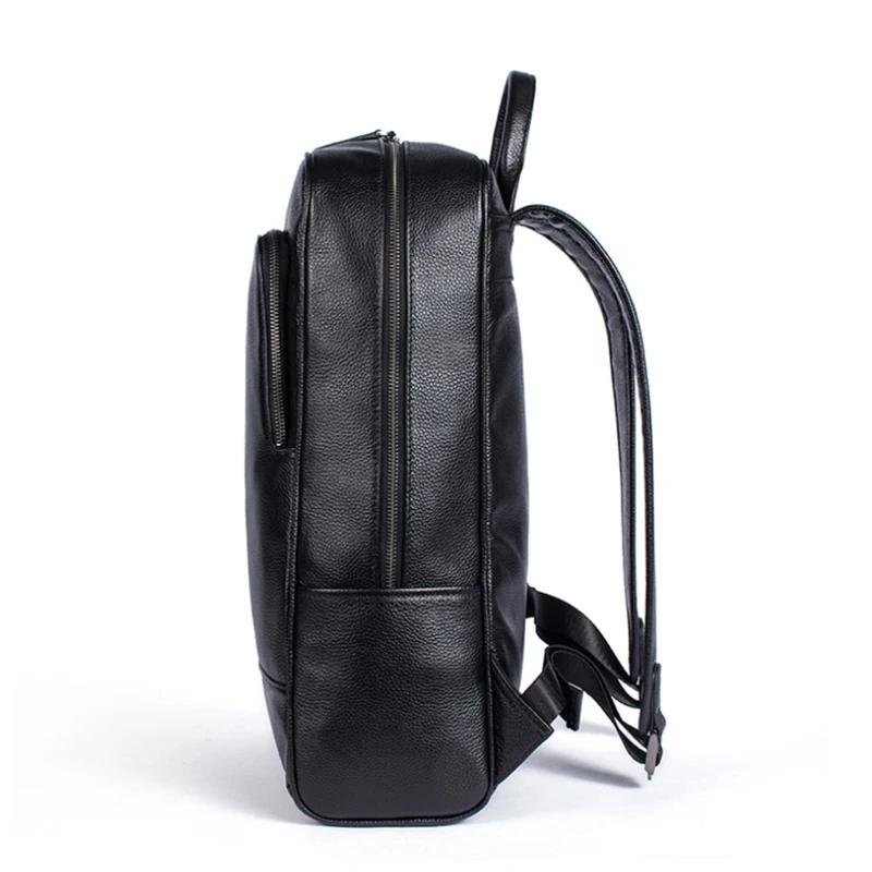 Черный кожаный рюкзак Luufan для школы из мягкой коровьей кожи ноутбука мужчин
