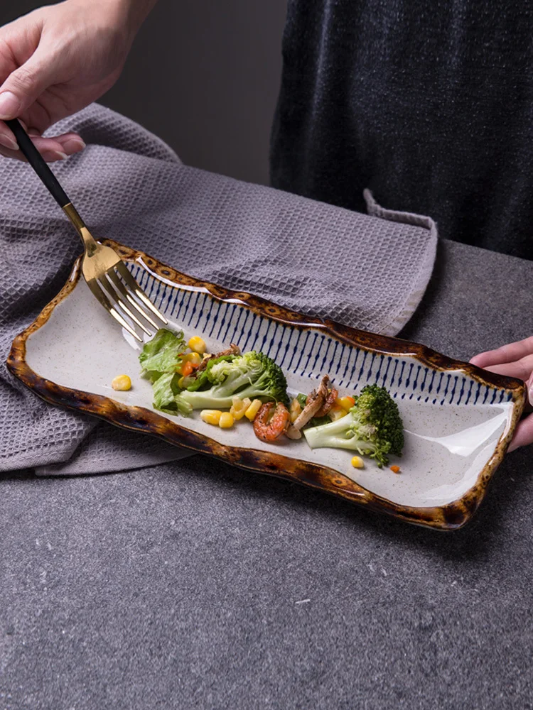 Отель Ресторан креативный японский стиль керамическая длинная планка сашими блюдо для суши в форме Тарелка десертная тарелка
