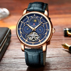REWARD Hardlex Relojes de pulsera para hombre, reloj mecánico automático, multifuncional, tallado hueco, resistente al agua, de negocios